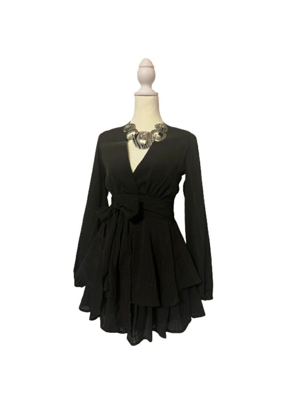 Princess Polly Black Plaid Ruffle Romper Size 2